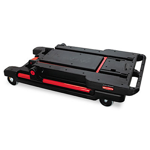 Rubbermaid Commercial Convertible Utility Cart, Plastic, 2 Shelves, 400 lb Capacity, 23.88" x 45.13" x 34.38", Black (430000BK)