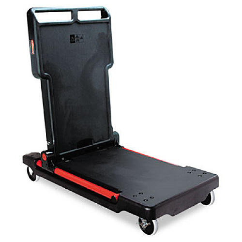 Rubbermaid Commercial Convertible Utility Cart, Plastic, 2 Shelves, 400 lb Capacity, 23.88" x 45.13" x 34.38", Black (430000BK)