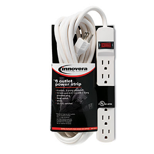 Innovera Power Strip, 6 Outlets, 15 ft Cord, Ivory (73315)