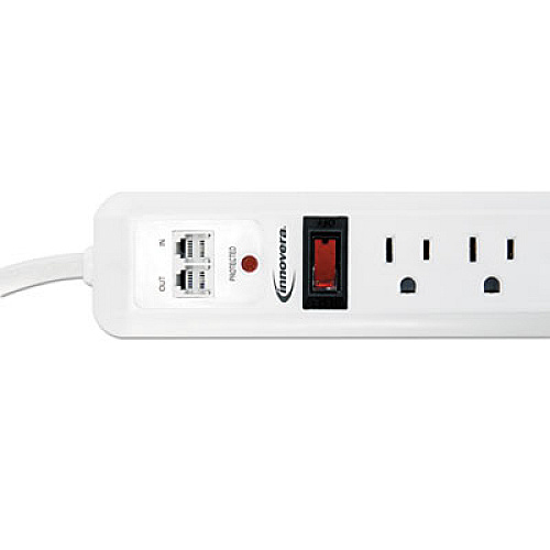 Innovera Surge Protector, 7 Outlets, 4 ft Cord, 1080 Joules, White (IVR71654)