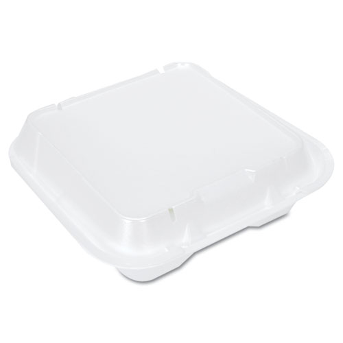 Genpak Snap-It Vented Foam Hinged Container, White, 9-1/4 X 9-1/4 X 3, 100/bag, 2/ct (SN200V)