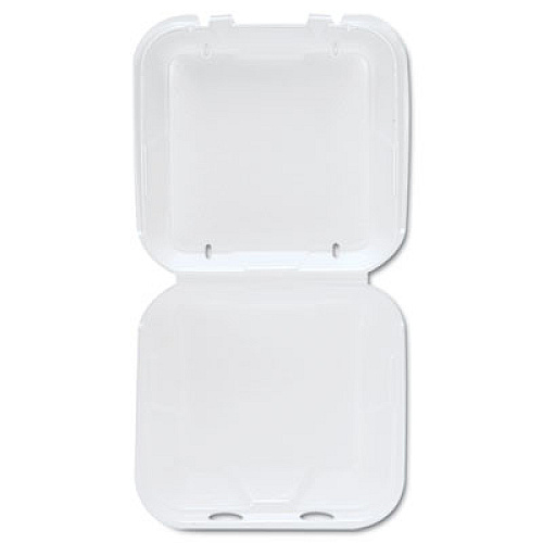 Genpak Snap-It Vented Foam Hinged Container, White, 8-1/4 X 8 X 3, 100/bag, 2 Bags/ct (SN240V)