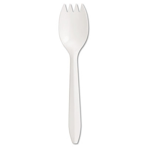Boardwalk Mediumweight Polypropylene Cutlery, Spork, White, 1000/Carton