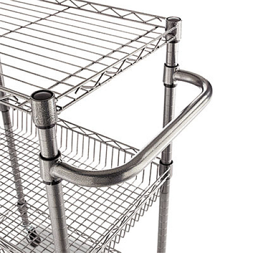 Alera Three-Tier Wire Cart with Basket, 28w x 16d x 39h, Black Anthracite (ALESW342416BA)