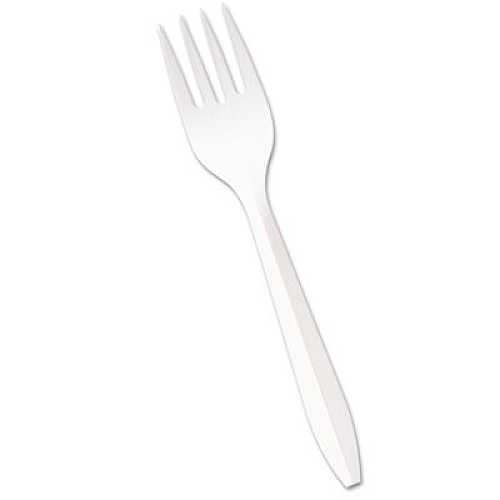 Boardwalk Mediumweight Polypropylene Cutlery, Fork, White, 1000/Carton (BWKFORKMWPP)
