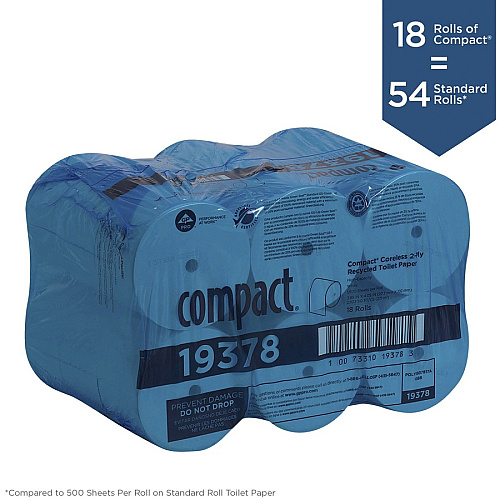 Compact Coreless Recycled Toilet Paper (19378)