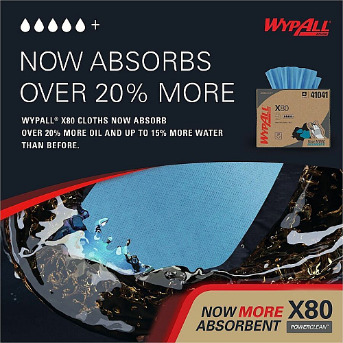 Wypall PowerClean X80 Heavy Duty Cloths - Brag Box (41041)