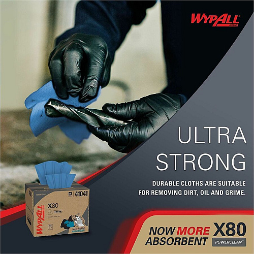 Wypall PowerClean X80 Heavy Duty Cloths - Brag Box (41041)