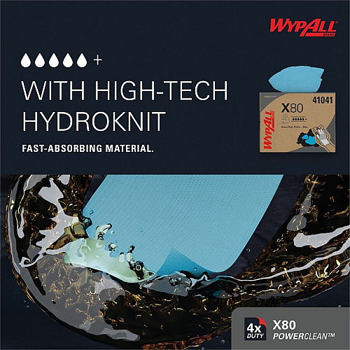 Wypall PowerClean X80 Heavy Duty Cloths - Brag Box (41041)
