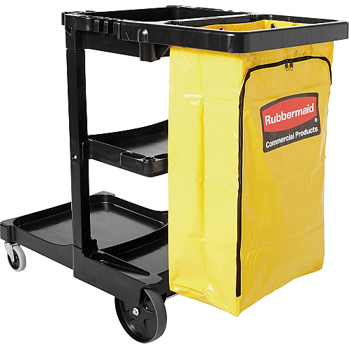 Rubbermaid Commercial Janitor Cart With Zipper Yellow Vinyl Bag (617388)
