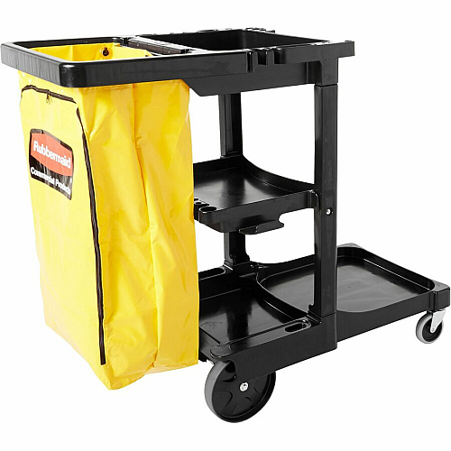 Rubbermaid Commercial Janitor Cart With Zipper Yellow Vinyl Bag (617388)