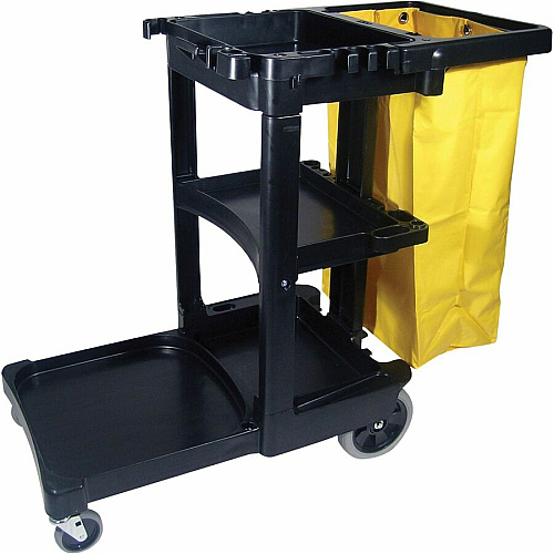 Rubbermaid Commercial Janitor Cart With Zipper Yellow Vinyl Bag (617388)