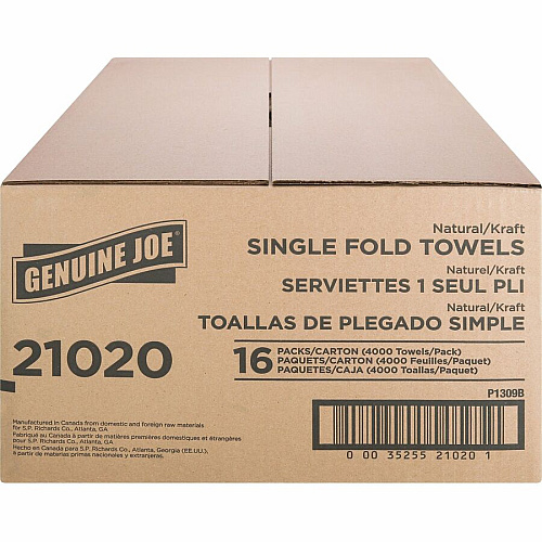 Genuine Joe Paper Towel Single fold 250 sheets Natural (21020)