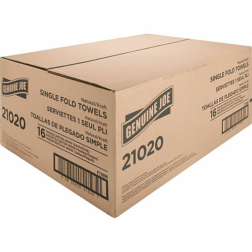 Genuine Joe Paper Towel Single fold 250 sheets Natural (21020)