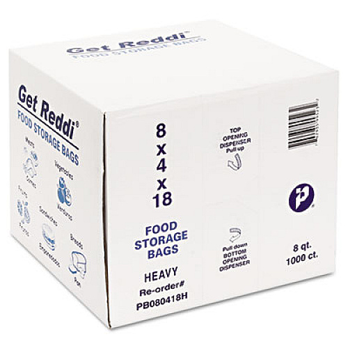 Inteplast Group Food Bags, 2-Gallon, 8" x 4" x 18", Clear, 1,000/Carton (PB080418H)