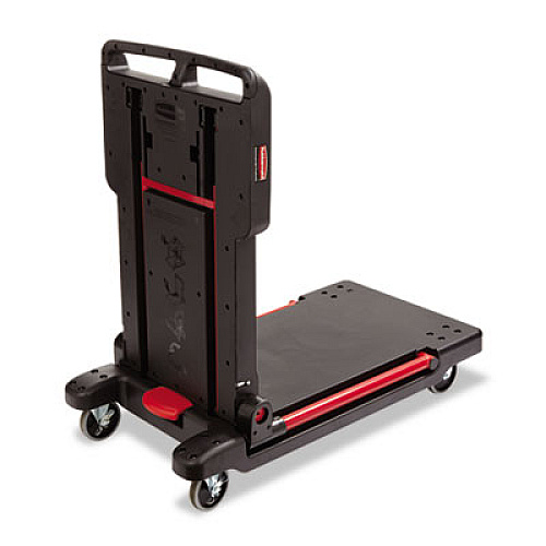 Rubbermaid Commercial Convertible Utility Cart, Plastic, 2 Shelves, 400 lb Capacity, 23.88" x 45.13" x 34.38", Black (430000BK)