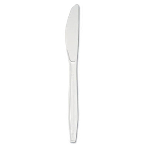 Boardwalk Mediumweight Polystyrene Cutlery, Knife, Plastic, White, 100/Box, 10 Boxes/Carton (KNIFEMWPSCT)