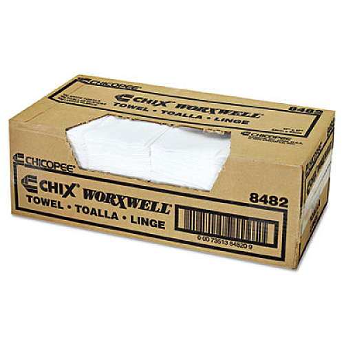 Chicopee Durawipe Shop Towels, 17 x 17, Z Fold, White, 100/Carton (8482)