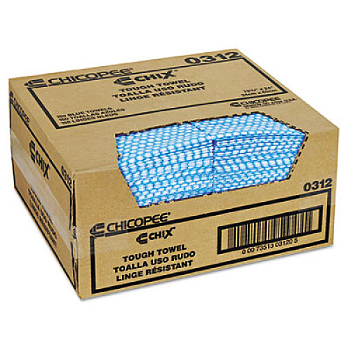 Chix Tough Towels, 13 1/4 x 24, Blue/White, 150/Carton (0312)