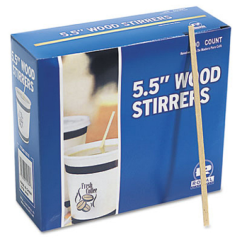 AmerCareRoyal Wood Stir Sticks, 5.5", 10,000/Carton (R810CT)