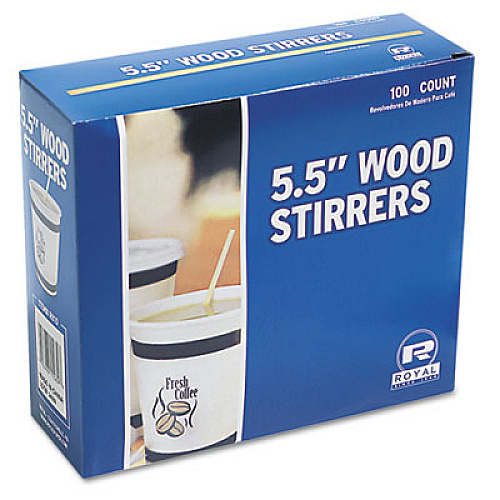 AmerCareRoyal Wood Stir Sticks, 5.5", 10,000/Carton (R810CT)