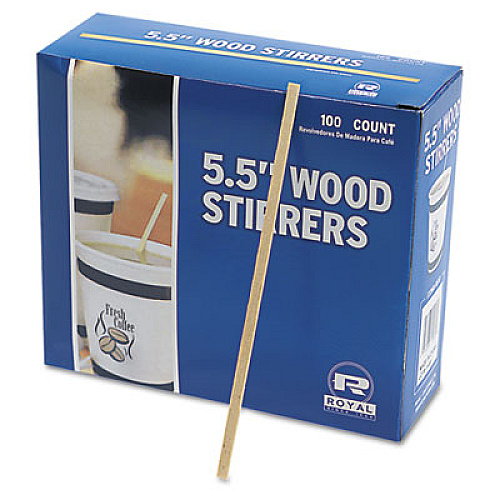 AmerCareRoyal Wood Stir Sticks, 5.5", 10,000/Carton (R810CT)