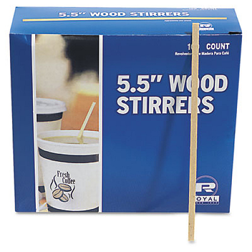 AmerCareRoyal Wood Stir Sticks, 5.5", 10,000/Carton (R810CT)