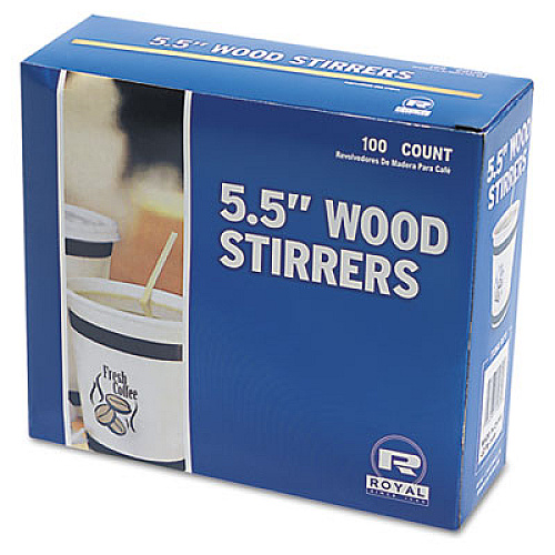 AmerCareRoyal Wood Stir Sticks, 5.5", 10,000/Carton (R810CT)