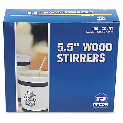 AmerCareRoyal Wood Stir Sticks, 5.5", 10,000/Carton (R810CT)