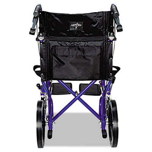 Medline Excel Deluxe Aluminum Transport Wheelchair, 19w x 16d, 300 lb Capacity (MDS808210ABE)
