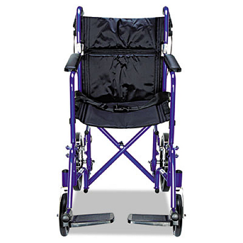 Medline Excel Deluxe Aluminum Transport Wheelchair, 19w x 16d, 300 lb Capacity (MDS808210ABE)