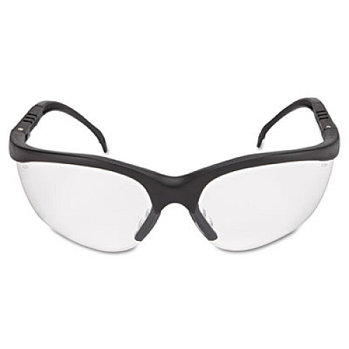 MCR Safety Klondike Safety Glasses, Matte Black Half Frame, Clear Dual Anti-Fog Lens (KD110AF)