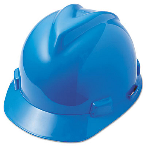 MSA V-Gard Hard Hats, Ratchet Suspension, Size 6 1/2 - 8, Blue (475359)