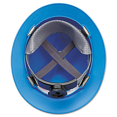 MSA V-Gard Full-Brim Hard Hats, Ratchet Suspension, Size 6 1/2 - 8, Blue (475368)