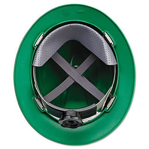 MSA V-Gard Full-Brim Hard Hats, Ratchet Suspension, Size 6 1/2 - 8, Green (475370)