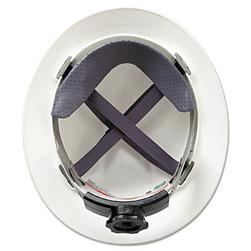 MSA V-Gard Full-Brim Hard Hats, Ratchet Suspension, Size 6 1/2 - 8, White (475369)