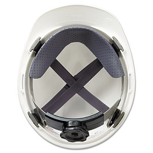 MSA V-Gard Hard Hats, Ratchet Suspension, Size 6 1/2 - 8, White (475358)