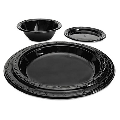 Genpak Silhouette Plastic Dinnerware, Bowl, 12 Oz, Black, 125/pack, 8 Packs/carton (BLK21)