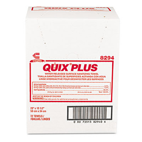 Chix Quix Plus Cleaning and Sanitizing Towels, 13.5 x 20, Pink, 72/Carton (8294)