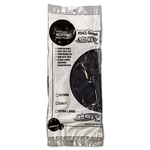 Boardwalk Neoprene Flock-Lined Gloves, Long-Sleeved, 12", Large, Black, Dozen (BWK543L)