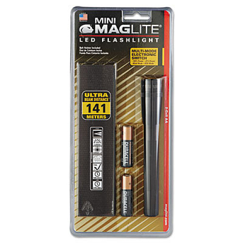 Maglite Mini LED Flashlight, 2 AA Batteries (Included), Black (SP2201H)