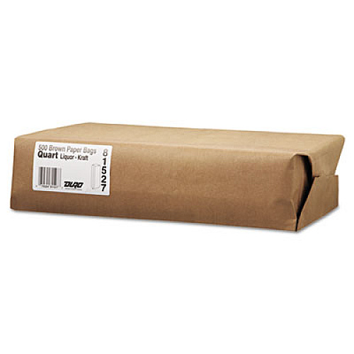 General Liquor-Takeout Quart-Sized Paper Bags, Quart Size, 35# Basis Weight, 4.25" x 2.5" x 16", Kraft, 500/Bundle (LQQUART500)