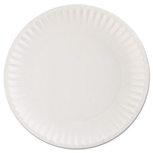 AJM Packaging Corporation Paper Plates, 9" dia, White, 100/Pack, 12 Packs/Carton (PP9GRAWH)