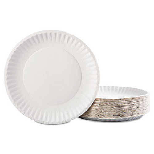 AJM Packaging Corporation Paper Plates, 9" dia, White, 100/Pack, 12 Packs/Carton (PP9GRAWH)
