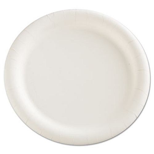 AJM Packaging Corporation Premium Coated Paper Plates, 9" dia, White, 125/Pack, 4 Packs/Carton (CP9AJCWWH14)