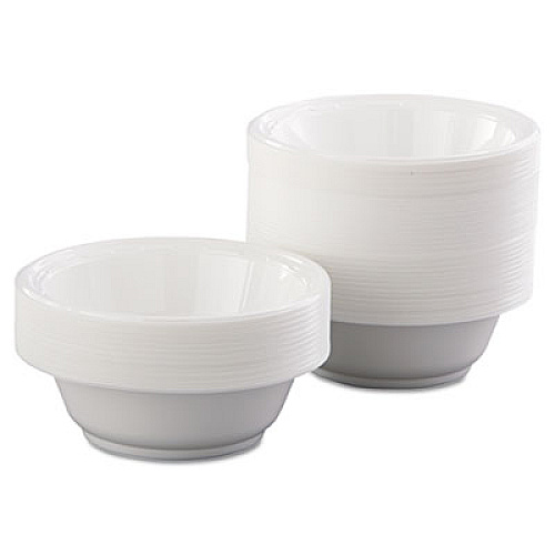 Dart Famous Service Plastic Dinnerware, Bowl, 12 oz, White, 125/Pack, 8 Packs/Carton (12BWWF)