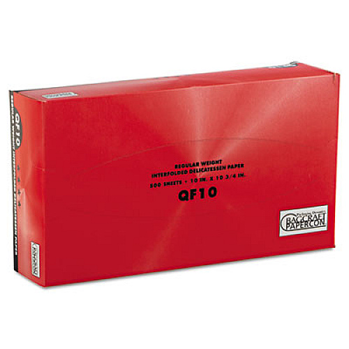 Bagcraft QF10 Interfolded Dry Wax Deli Paper, 10 x 10.25, White,  500/Box, 12 Boxes/Carton (011010)