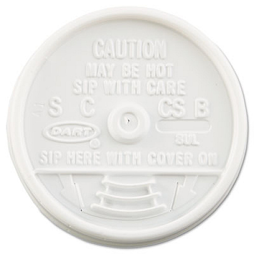 Dart Sip Thru Lids, Fits 6 oz to 10 oz Cups, White, 100/Pack, 10 Packs/Carton (8UL)