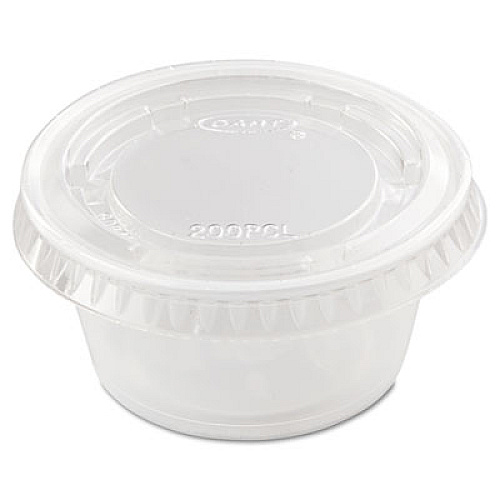 Dart Portion/Souffle Cup Lids, Fits 1.5 oz to 2.5 oz Portion Cups, Plastic, Clear, 2,500/Carton (PL200N)