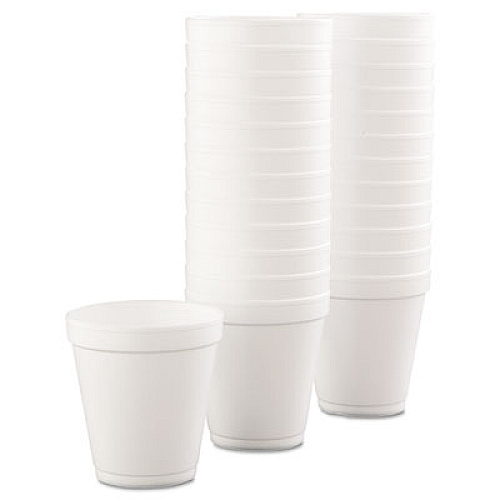 Dart Conex Hot/cold Foam Drinking Cups, 10oz, Squat, White, 40/bag, 25 Bags/carton (10J12)